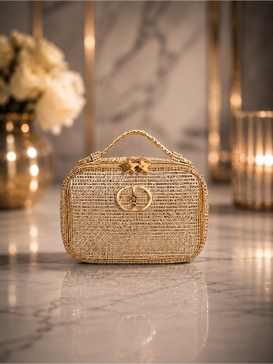 Dior Handbags - Dior Gold Woven Cosmetic Travel Bag with Star Detailing | Brand New in Box